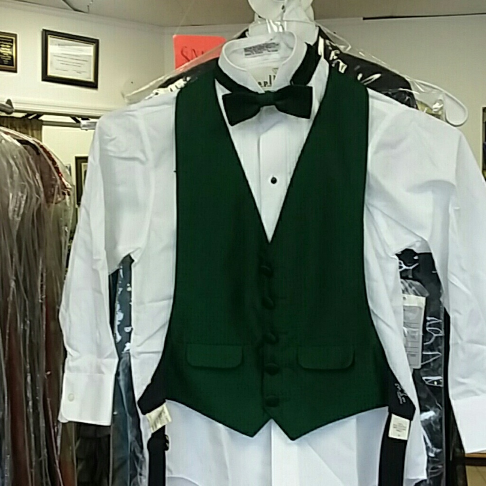 Hunter Green Childs backless vest and tie set XS